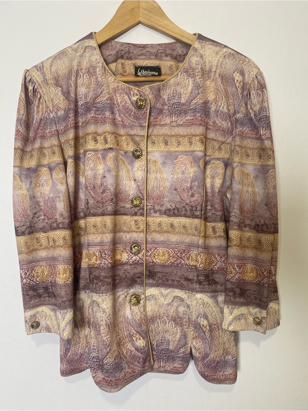 Whirlaway Frocks Paisley Jacket Blazer Vintage Boho Purple‎ Gold Size 16 Women